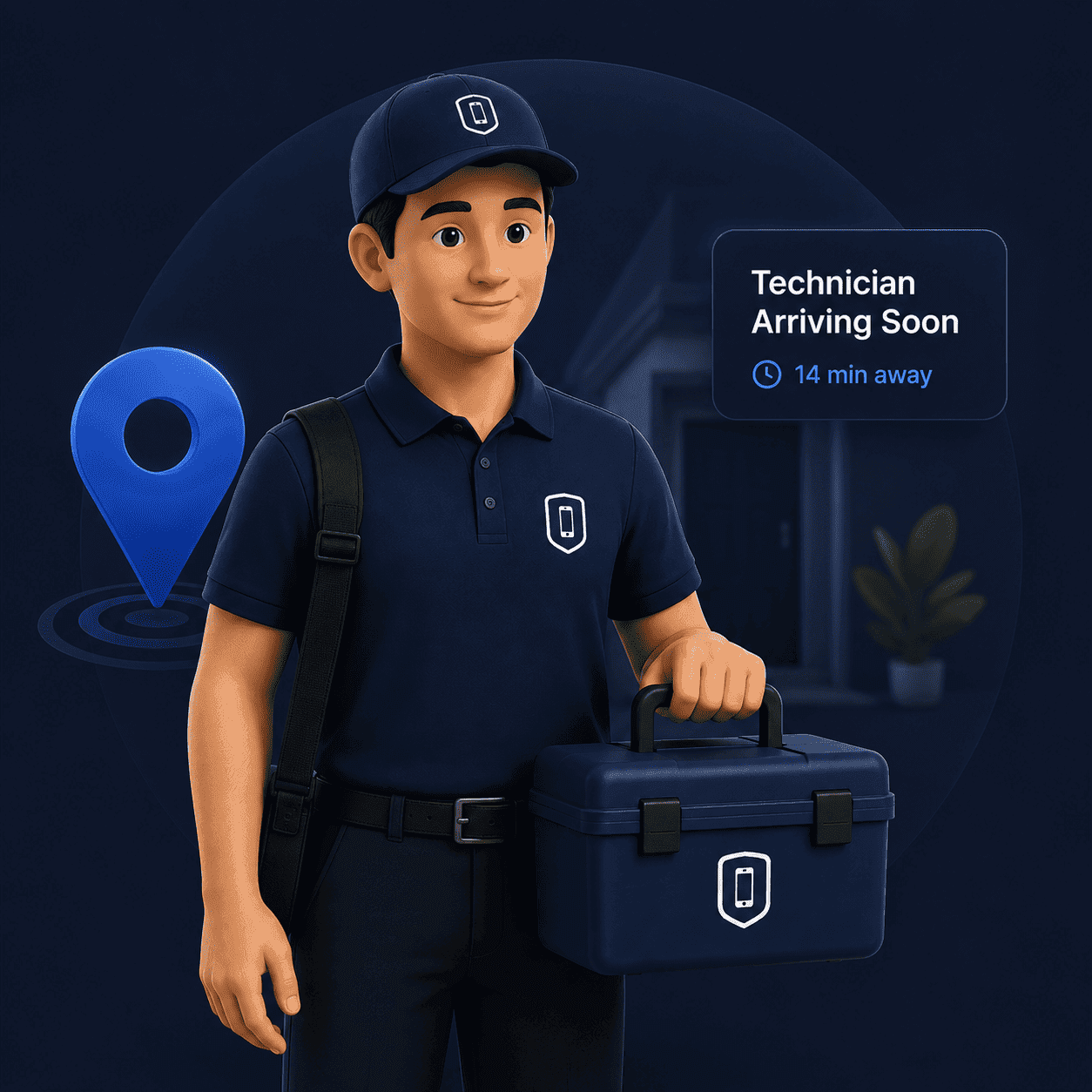 Certified technician arriving at your location
